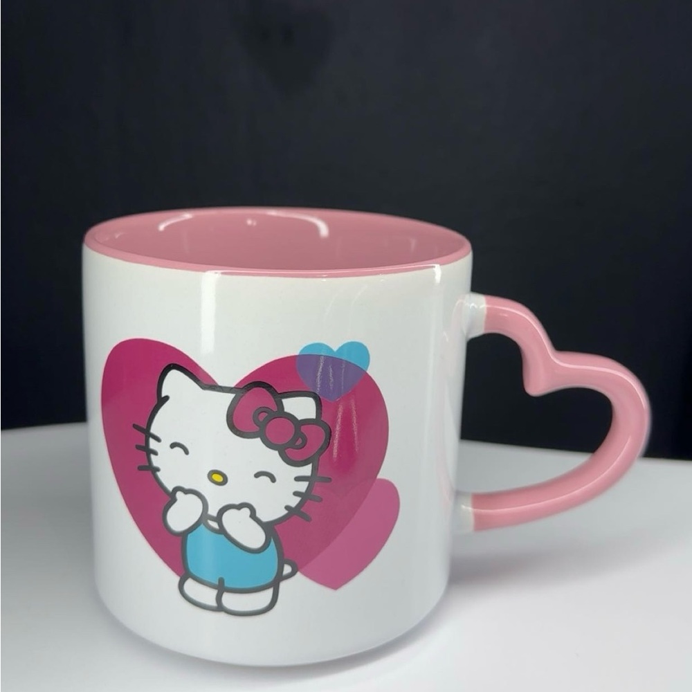 Hello Kitty Pink and White Heart Handle Mug